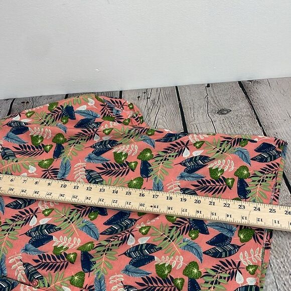 Roadtrip Linen Blend Easy Care Pink Tropical Tie Short Sleeve Top Plus Sz 2X - Picture 13 of 13
